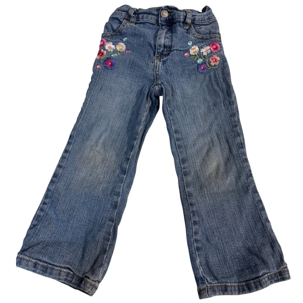 Vintage Skechers retro floral embroidered jeans girls 4T
